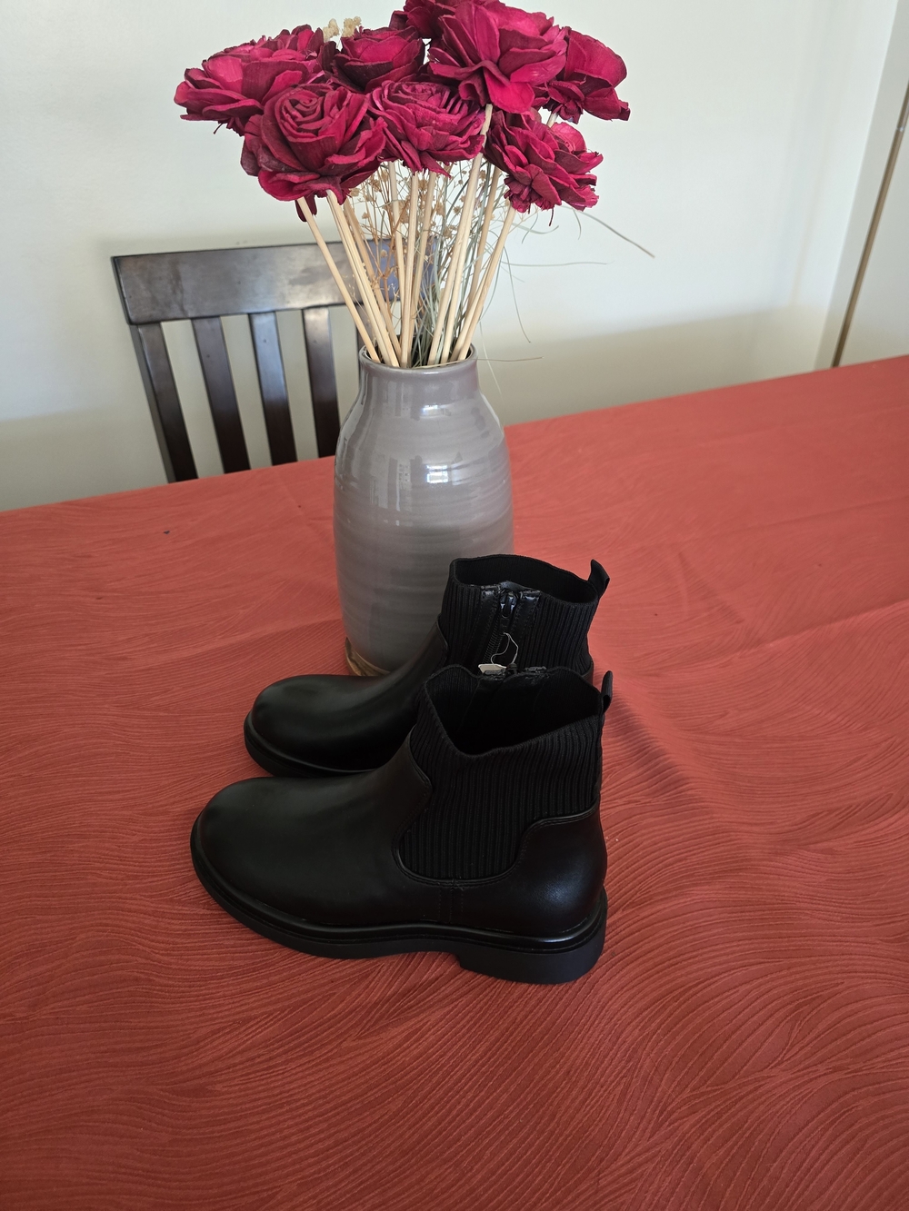 No Boundaries Black Chelsea Ankle Boots with Side Zipper - Picture 3 of 5